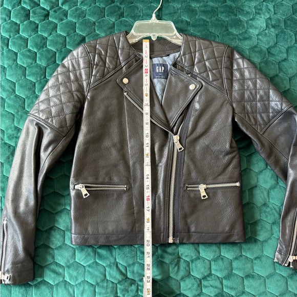GAP Black Leather Biker Jacket - Picture 5 of 7